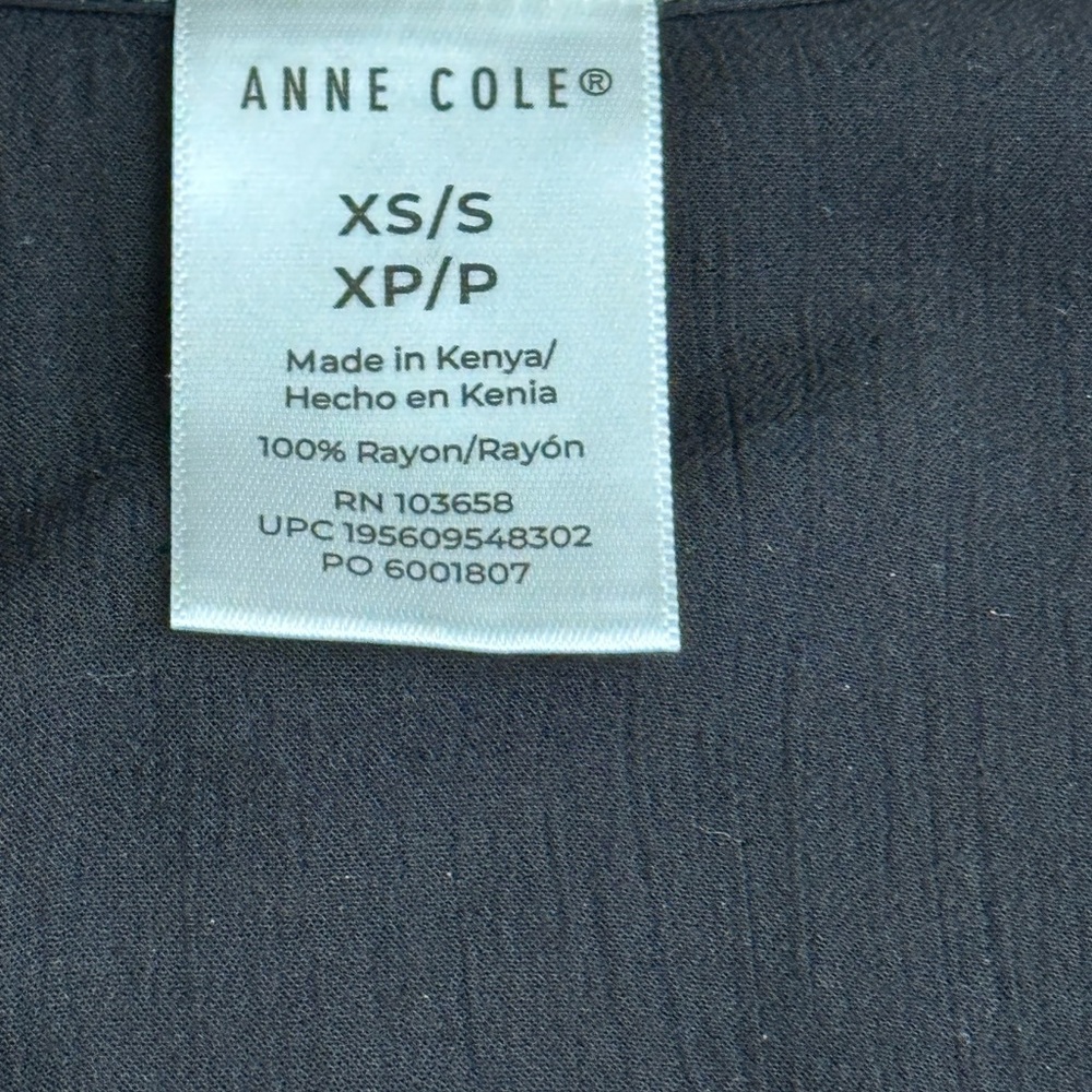 Anne Cole Black V-Neck Flowy Beach Swim Coverup Lightweight Tunic Top 3/4 Sleeve - Picture 2 of 8